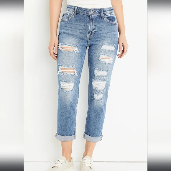 KanCan High Rise Ripped Cropped Jean - Picture 1 of 9